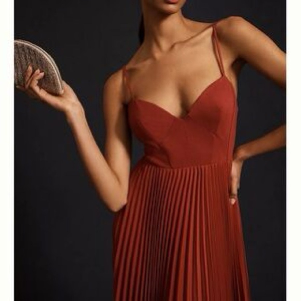Laundry by Shelli‎ Segal Elegant Rust Pleated Dress Sz 8